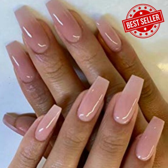 Translucent Pink - Salon Quality - Lasts 3+ weeks - Luxury - Gel - Long Square - Picture 1 of 5